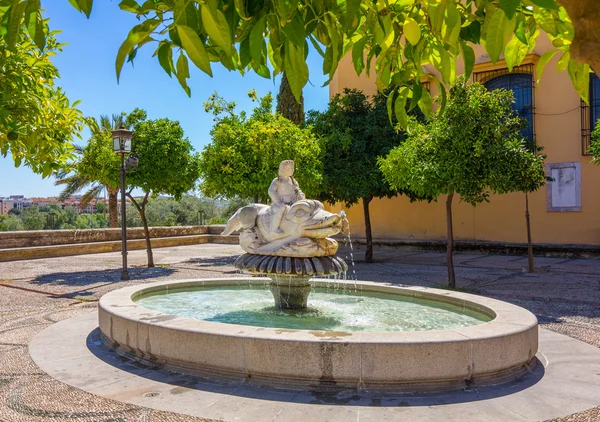 Kleiner dekorativer Brunnen in der stadt cordoba, spanien — Stockfoto