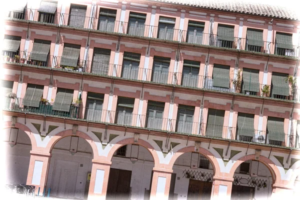 Fundo da Plaza de la Corredera a partir do ano 1683 em Córdoba — Fotografia de Stock