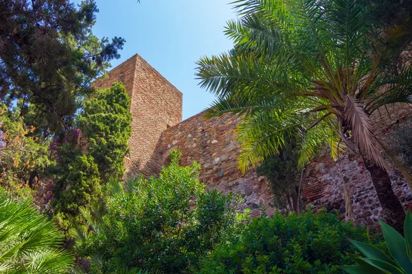 Cortili e giardini del famoso Palazzo dell'Alcazaba in M — Foto Stock