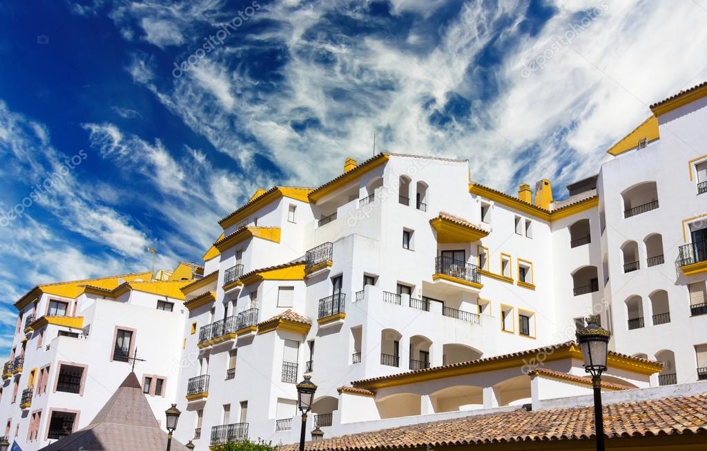 Pretty typical white houses Puerto Banus, Malaga Spain