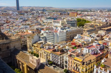 Sevilla, İspanya'nın şehrin havadan görünümü