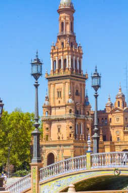 Çan kulesinde ünlü Plaza İspanya'nın Seville, İspanya