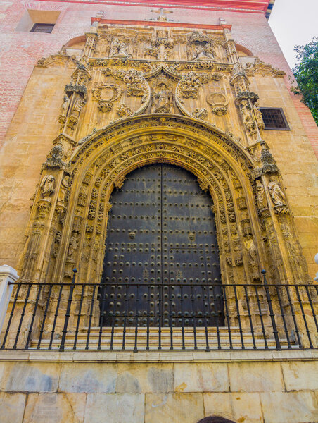 Entrance to the Cathedral of the Incarnation in Malaga, Spain