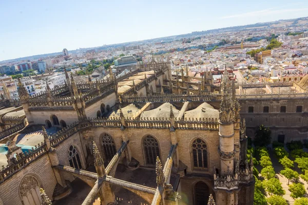 Santa Maria de Sevilla kilátás nyílik a Giralda, a Sev-székesegyház — Stock Fotó