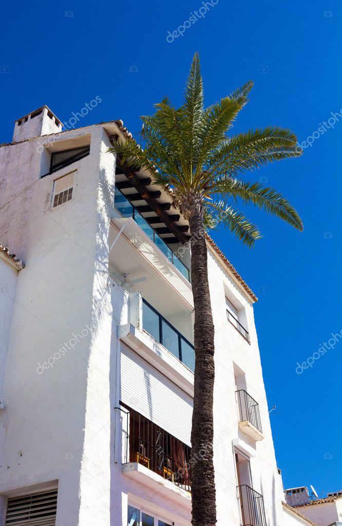 Pretty typical white houses Puerto Banus, Malaga spain