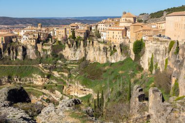 General view of the historic city of Cuenca, Spain clipart