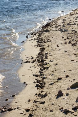 kum ve su bir göl kıyısında