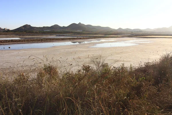 Lagos secos de sal natural (Salinas) en la costa sur de Murcia, España —  Fotos de Stock