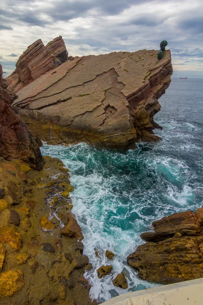 Monumento en las rocas junto al mar de Philippe Cousteau, Gijón, Sp — Foto de Stock