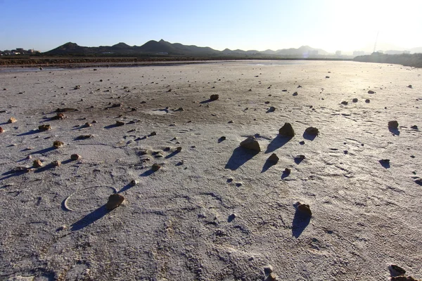 Droog natuurlijke zout meren (Salinas) op de Zuid-kust van Murcia — Stockfoto
