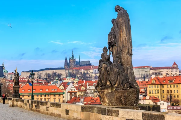 View onto Prague Castle from Charles Bridge — Stock Photo, Image