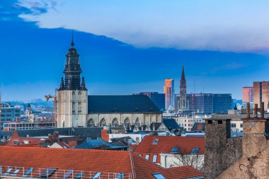 Gün batımında Brüksel Cityscape