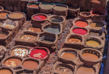 Tannery tanks in Fes, Morocco clipart