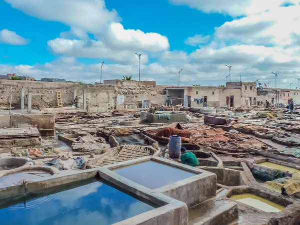 Tannery tanks with skins in Marrakech Morocco — Stock Photo, Image