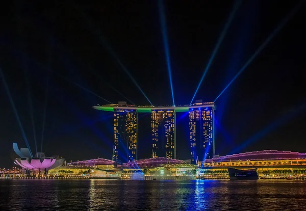 Light show at Singapore Marina Bay Sands — Stock Photo, Image