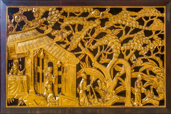 Σκαλιστό κόσμημα τοίχο σε ένα βουδιστικό ναό — Φωτογραφία Αρχείου
