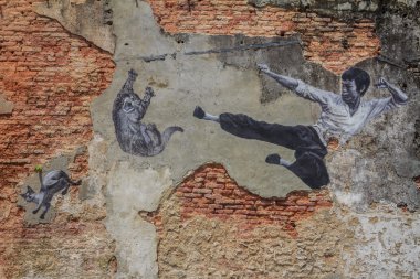 Penang Bruce Lee ve cats duvar resmi