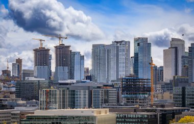 Seattle şehir merkezinin gündüz manzarası modern gökdelenler, Pasifik Kuzeybatı, Washington