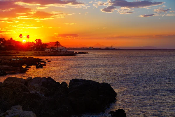 Denia coucher de soleil las Rotas en Méditerranée Espagne — Photo