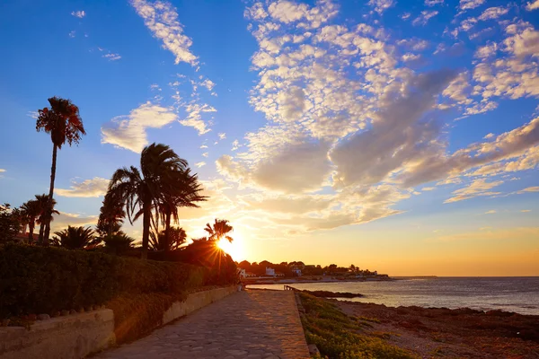 Denia zonsondergang las Rotas in Middellandse Zee Spanje — Stockfoto