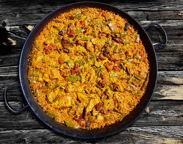 Paella-Spanyolország rizs recept — Stock Fotó