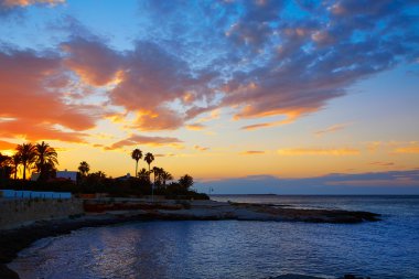 Denia sunset las Rotas in Mediterranean Spain clipart