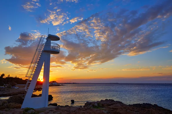 Denia zonsondergang las Rotas in Middellandse Zee Spanje — Stockfoto