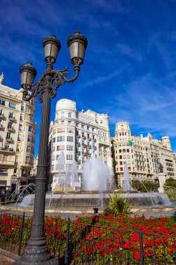 Valencia şehir Ayuntamiento kare Plaza çeşme