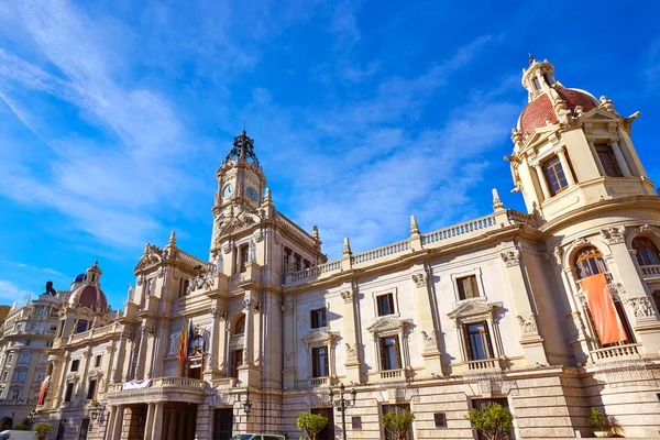 Valencia stad Ayuntamiento byggnad torget Plaza — Stockfoto