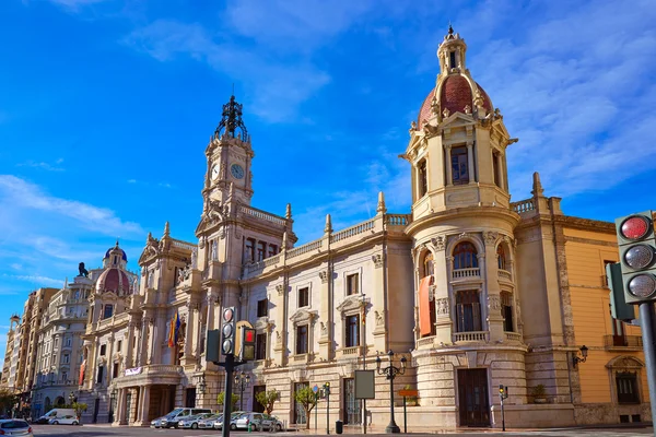 Valência cidade Ayuntamiento edifício quadrado Plaza — Fotografia de Stock