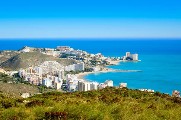 Cullera Strandantenne mit Skyline des Dorfes Valencia — Stockfoto