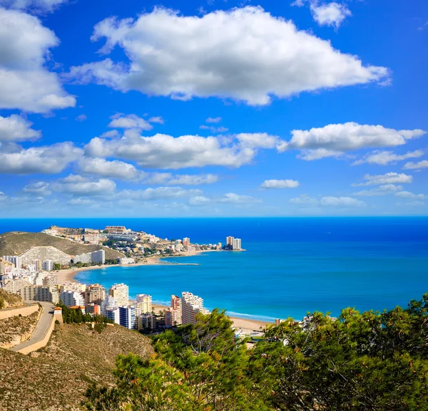 Cullera strand luchtfoto met skyline van dorp Valencia — Stockfoto