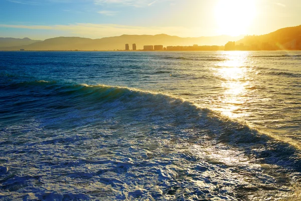 Cullera Playa los Olivos beach sunset in Valencia — Stock Photo, Image