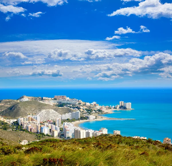 Cullera beach aerial with skyline of village Valencia — Stock Photo, Image