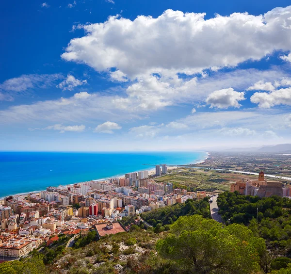 Cullera plage aérienne avec skyline du village Valence — Photo