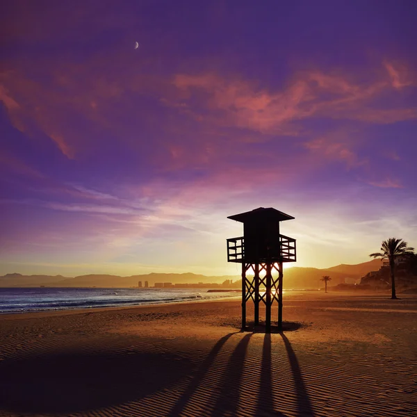 Cullera Playa los Olivos puesta de sol en la playa de Valencia — Foto de Stock