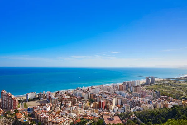 Playa Cullera aérea con skyline del pueblo Valencia — Foto de Stock