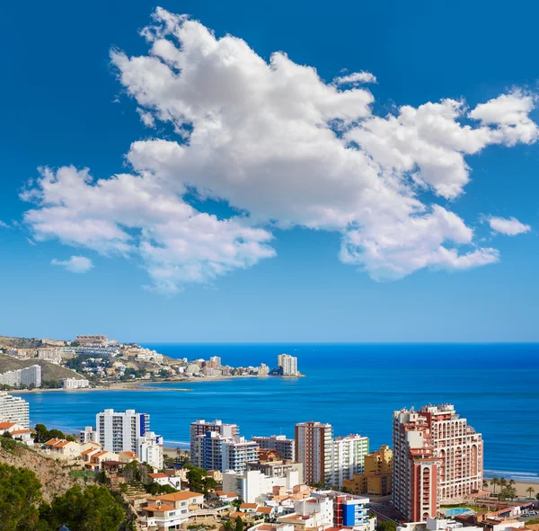 Cullera Strandantenne mit Skyline des Dorfes Valencia — Stockfoto