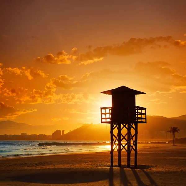 Cullera Playa los Olivos praia pôr do sol em Valência — Fotografia de Stock