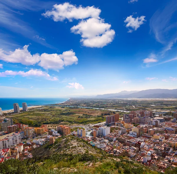 Cullera beach aerial with skyline of village Valencia — Stock Photo, Image