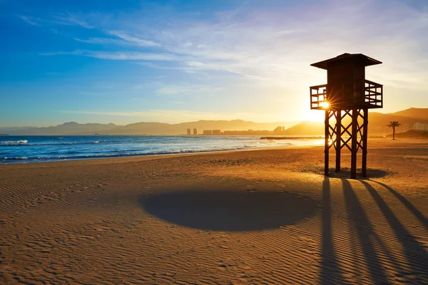 Cullera Playa los Olivos strand zonsondergang in Valencia — Stockfoto