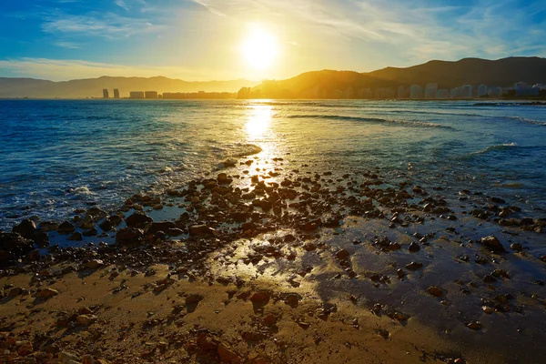 Valencia Cullera Playa los Olivos plaj gün batımı — Stok fotoğraf