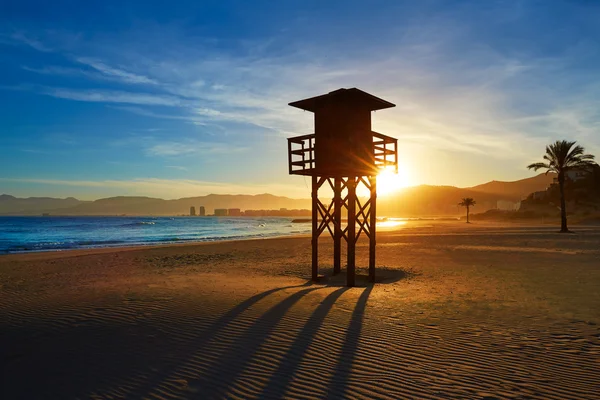 Cullera Playa los Olivos strand solnedgång i Valencia — Stockfoto