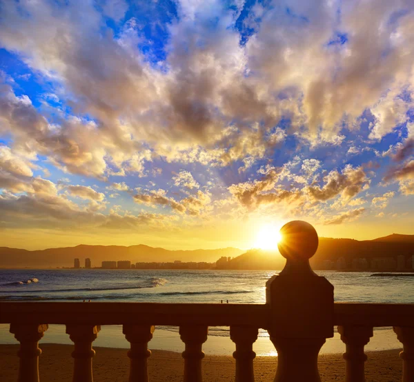 クリェラ プラヤ ロス オリボス ビーチ Valencia の夕日 — ストック写真