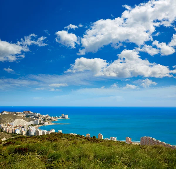 Cullera spiaggia aerea con skyline del villaggio Valencia — Foto Stock