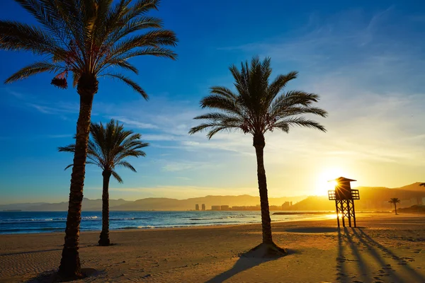 Cullera Playa los Olivos praia pôr do sol em Valência — Fotografia de Stock