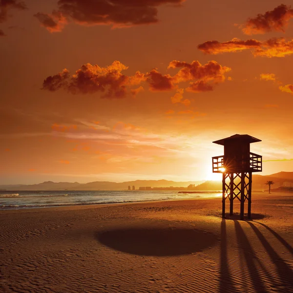 Cullera Playa los Olivos strand solnedgång i Valencia — Stockfoto