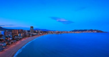 Benidorm Alicante plaj gün batımı timelapse İspanya İspanya toplumda