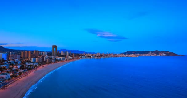 Αλικάντε Benidorm παραλία ηλιοβασίλεμα timelapse στην Κοινότητα της Βαλένθια της Ισπανίας — Αρχείο Βίντεο