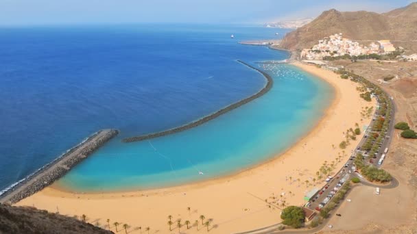 Beach Las Teresitas in Santa Cruz de Tenerife at Canary Islands — стоковое видео